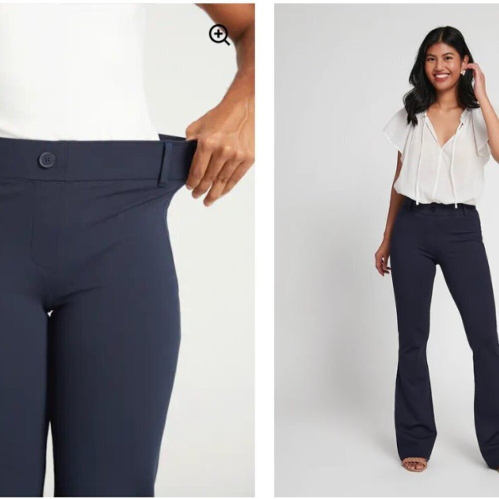 Betabrand Navy Blue Classic Bootcut Dress Pant Yoga Pants L Petite Like New